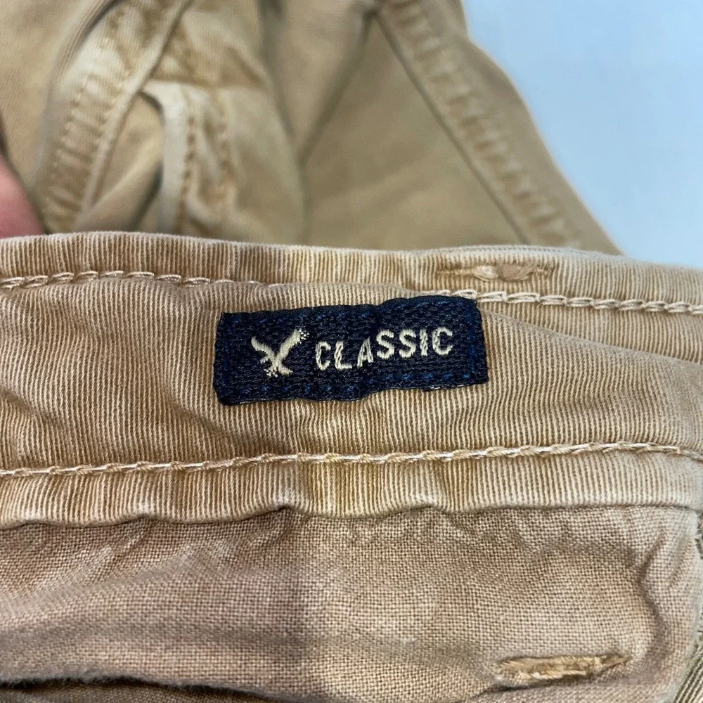 American Eagle Extreme Flex Classic Khaki Chino Shorts Mens 30 Tan Brown